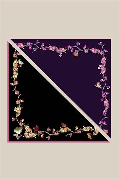 NEVA ÇİFT TARAFLI TİVİL İPEK EŞARP 90*90 CM - MOR