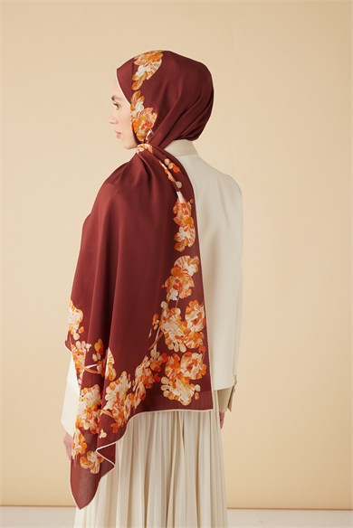 NEVA KREP İPEK ŞAL 70*190 CM - KIRMIZI