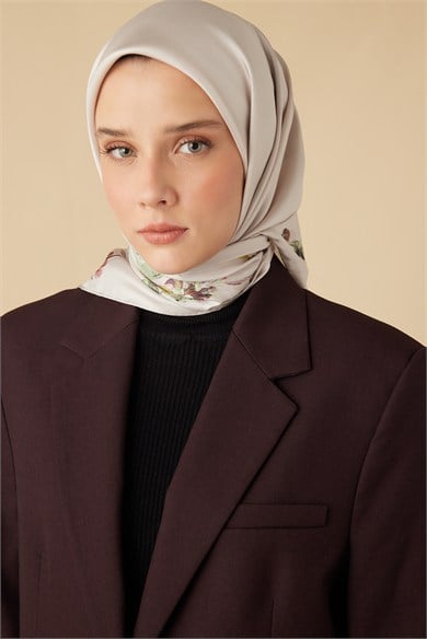 NEVA TİVİL İPEK EŞARP 90*90 CM - GÜL KURUSU