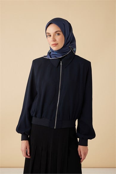 NEVA TİVİL İPEK EŞARP 90*90 CM - LACİVERT