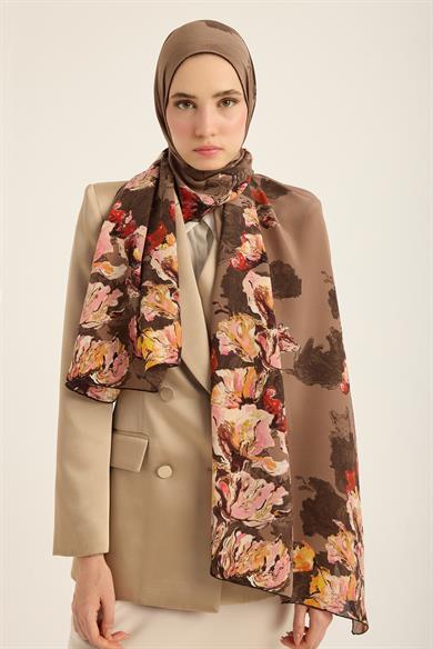 NEVBAHAR KREP İPEK ŞAL 70*190 CM - CAMEL
