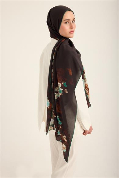 NEVBAHAR KREP İPEK ŞAL 70*190 CM - KAHVERENGİ