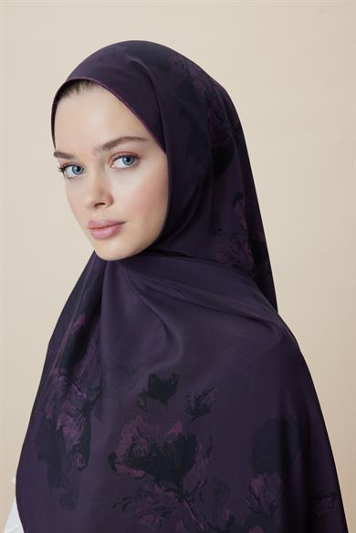 NEVBAHAR KREP İPEK ŞAL 70*190 CM - KOYU MÜRDÜM