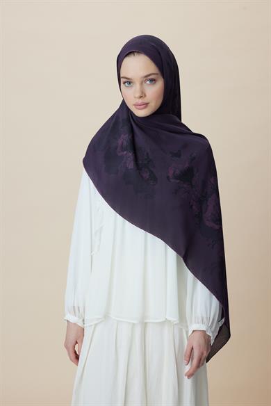 NEVBAHAR KREP İPEK ŞAL 70*190 CM - KOYU MÜRDÜM