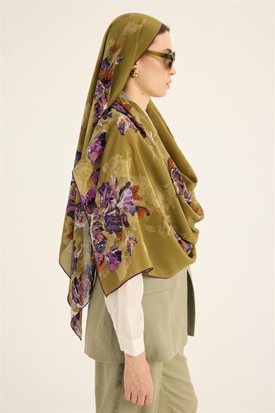 NEVBAHAR KREP İPEK ŞAL 70*190 CM - YEŞİL