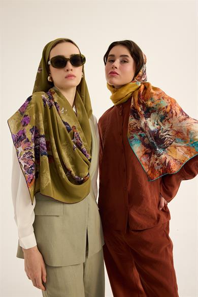 NEVBAHAR KREP İPEK ŞAL 70*190 CM - YEŞİL