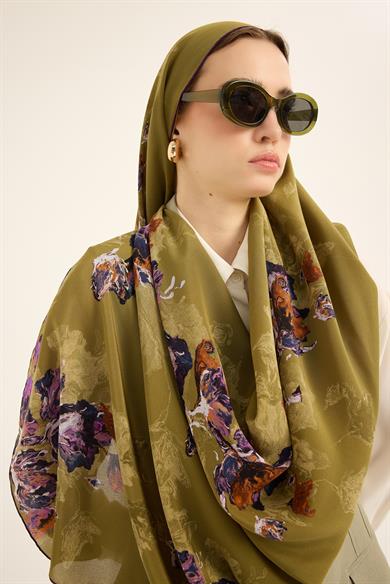 NEVBAHAR KREP İPEK ŞAL 70*190 CM - YEŞİL