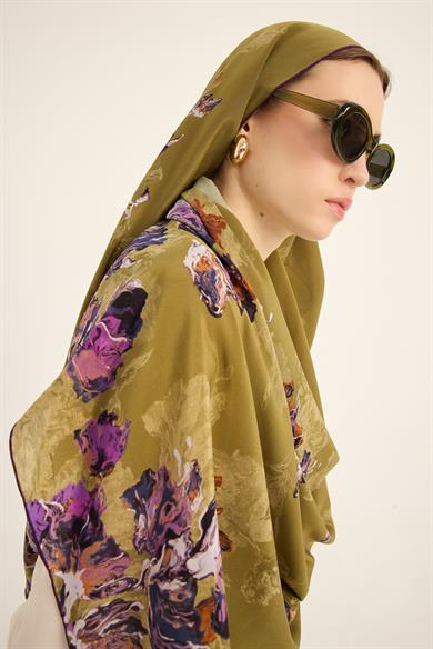 NEVBAHAR KREP İPEK ŞAL 70*190 CM - YEŞİL