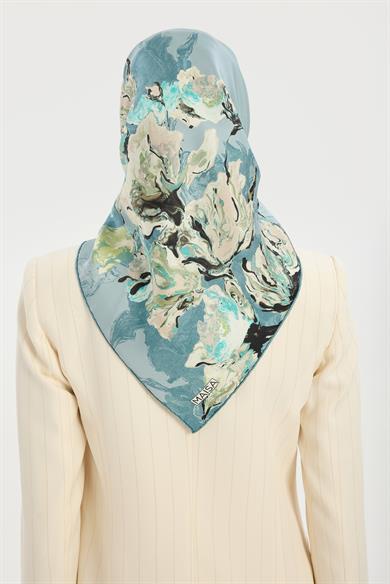 NEVBAHAR TİVİL İPEK EŞARP 90*90 CM - AÇIK MAVİ
