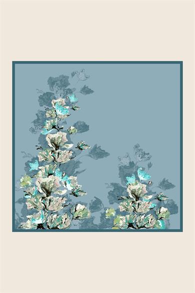 NEVBAHAR TİVİL İPEK EŞARP 90*90 CM - AÇIK MAVİ
