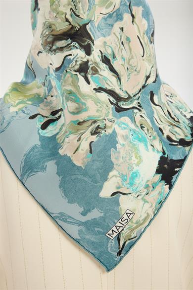 NEVBAHAR TİVİL İPEK EŞARP 90*90 CM - AÇIK MAVİ