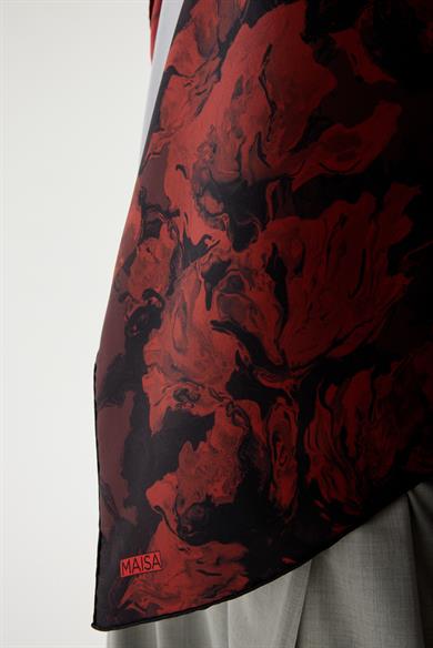 NEVBAHAR TİVİL İPEK EŞARP 90*90 CM - BORDO