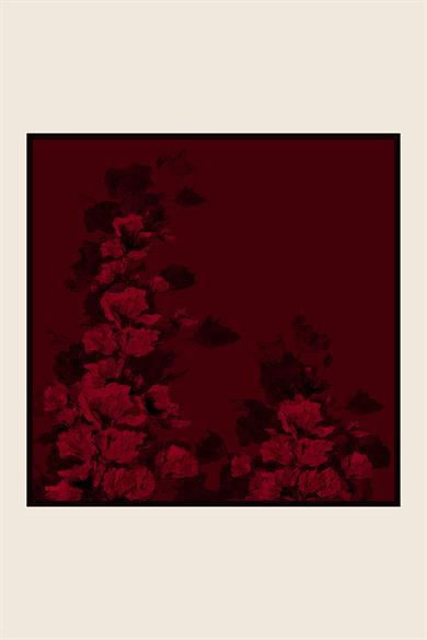 NEVBAHAR TİVİL İPEK EŞARP 90*90 CM - BORDO
