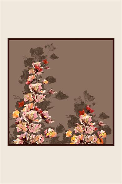 NEVBAHAR TİVİL İPEK EŞARP 90*90 CM - CAMEL