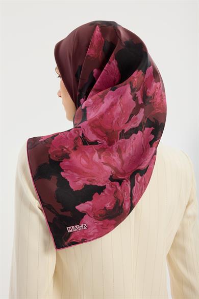 NEVBAHAR TİVİL İPEK EŞARP 90*90 CM - FUŞYA