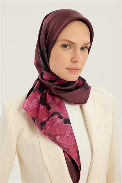 NEVBAHAR TİVİL İPEK EŞARP 90*90 CM - FUŞYA