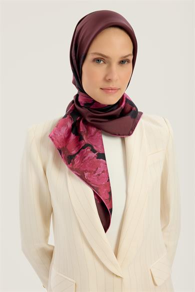 NEVBAHAR TİVİL İPEK EŞARP 90*90 CM - FUŞYA
