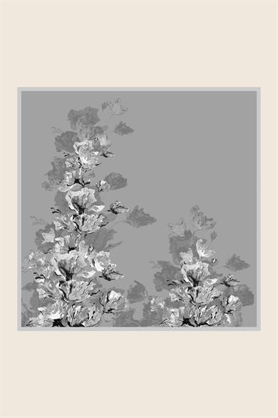 NEVBAHAR TİVİL İPEK EŞARP 90*90 CM - GRİ