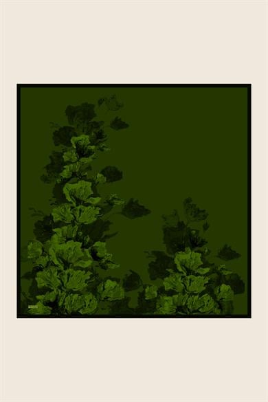 NEVBAHAR TİVİL İPEK EŞARP 90*90 CM - KOYU YEŞİL