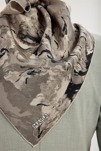 NEVBAHAR TİVİL İPEK EŞARP 90*90 CM - KOYU GRİ