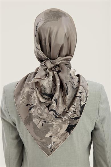 NEVBAHAR TİVİL İPEK EŞARP 90*90 CM - KOYU GRİ