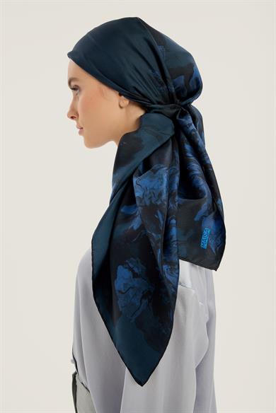 NEVBAHAR TİVİL İPEK EŞARP 90*90 CM - LACİVERT
