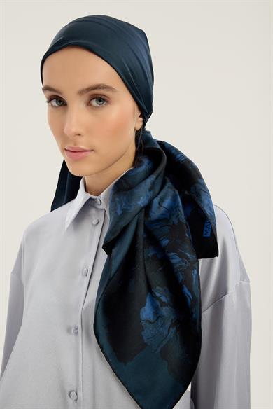 NEVBAHAR TİVİL İPEK EŞARP 90*90 CM - LACİVERT