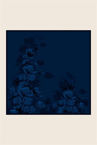 NEVBAHAR TİVİL İPEK EŞARP 90*90 CM - LACİVERT