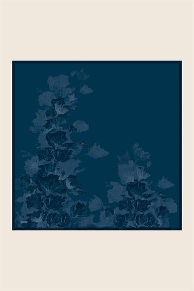 NEVBAHAR TİVİL İPEK EŞARP 90*90 CM - MAVİ
