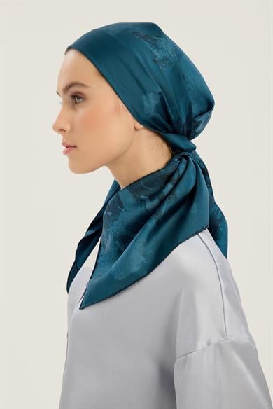 NEVBAHAR TİVİL İPEK EŞARP 90*90 CM - MAVİ