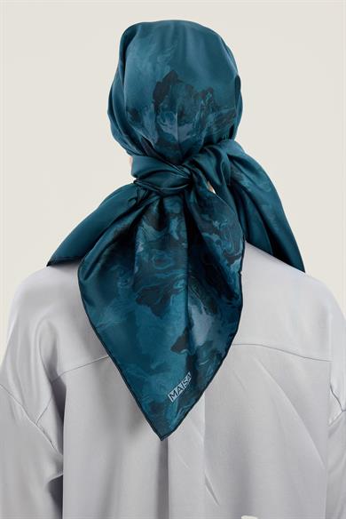 NEVBAHAR TİVİL İPEK EŞARP 90*90 CM - MAVİ