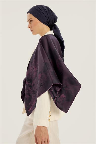 NEVBAHAR TİVİL İPEK EŞARP 90*90 CM - MÜRDÜM