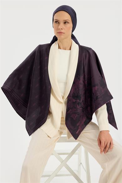 NEVBAHAR TİVİL İPEK EŞARP 90*90 CM - MÜRDÜM