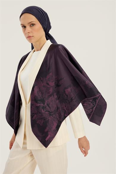 NEVBAHAR TİVİL İPEK EŞARP 90*90 CM - MÜRDÜM