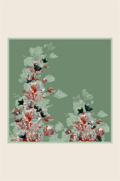 NEVBAHAR TİVİL İPEK EŞARP 90*90 CM - NİL YEŞİLİ