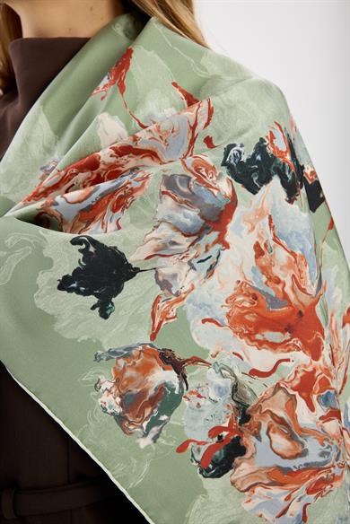 NEVBAHAR TİVİL İPEK EŞARP 90*90 CM - NİL YEŞİLİ