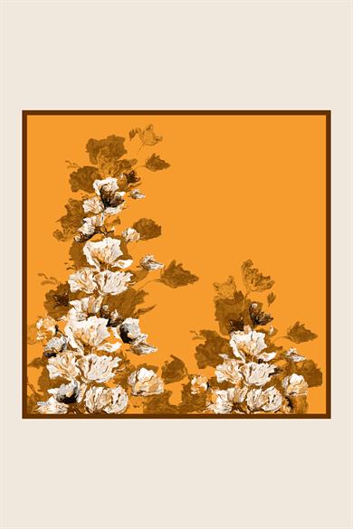 NEVBAHAR TİVİL İPEK EŞARP 90*90 CM - SAFRAN