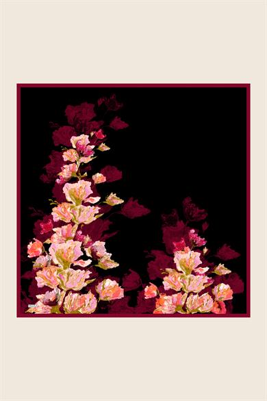 NEVBAHAR TİVİL İPEK EŞARP 90*90 CM - SİYAH