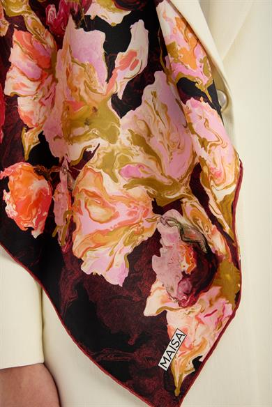 NEVBAHAR TİVİL İPEK EŞARP 90*90 CM - SİYAH