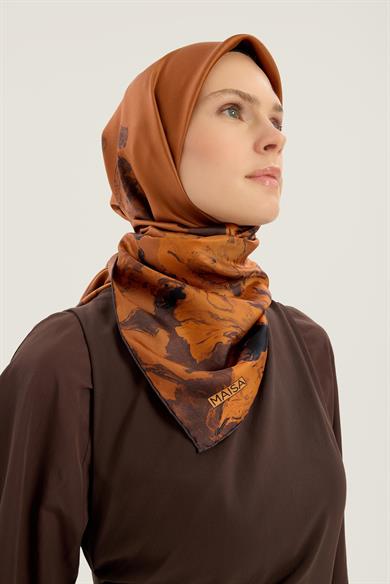 NEVBAHAR TİVİL İPEK EŞARP 90*90 CM - TABA