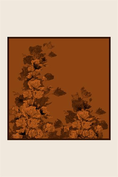 NEVBAHAR TİVİL İPEK EŞARP 90*90 CM - TABA