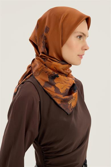 NEVBAHAR TİVİL İPEK EŞARP 90*90 CM - TABA
