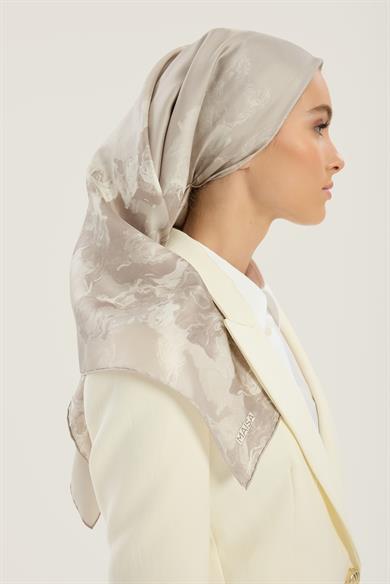 NEVBAHAR TİVİL İPEK EŞARP 90*90 CM - VİZON