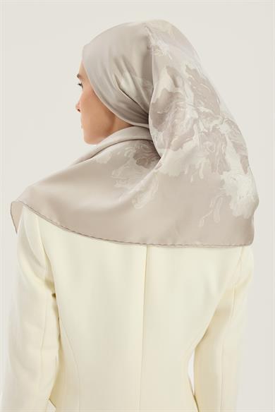NEVBAHAR TİVİL İPEK EŞARP 90*90 CM - VİZON