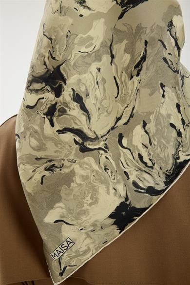 NEVBAHAR TİVİL İPEK EŞARP 90*90 CM - YAĞ YEŞİLİ