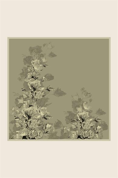 NEVBAHAR TİVİL İPEK EŞARP 90*90 CM - YAĞ YEŞİLİ