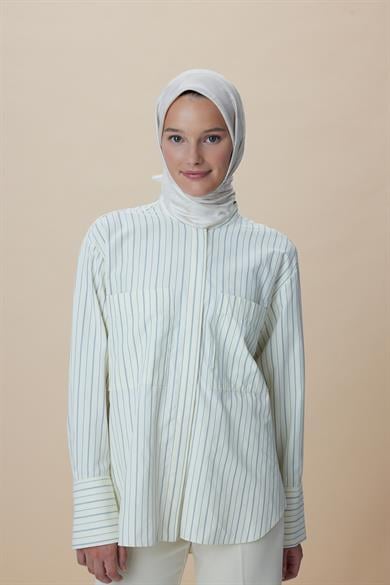 NÜVE TİVİL İPEK EŞARP 90*90 CM - AÇIK BEJ