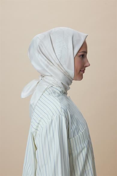 NÜVE TİVİL İPEK EŞARP 90*90 CM - AÇIK BEJ