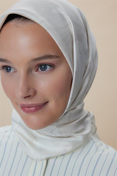 NÜVE TİVİL İPEK EŞARP 90*90 CM - AÇIK BEJ