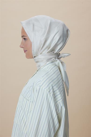 NÜVE TİVİL İPEK EŞARP 90*90 CM - AÇIK BEJ